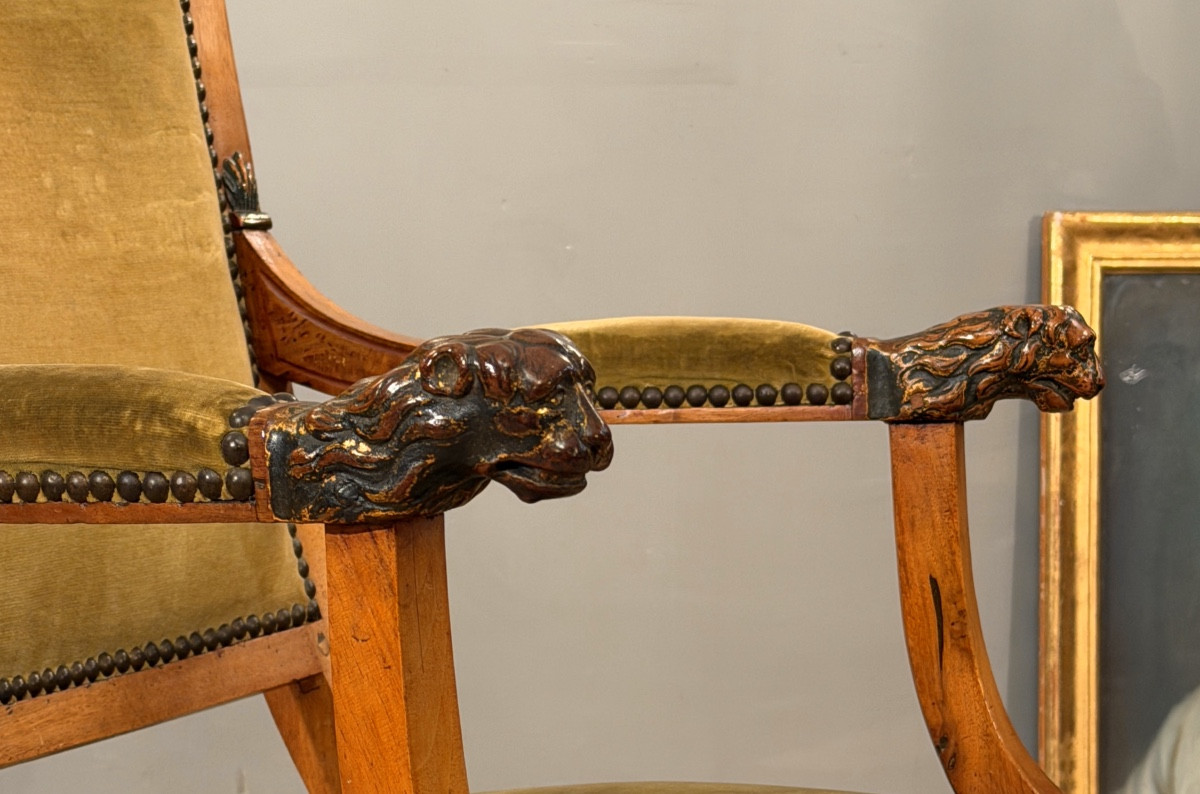 Fauteuil en Bois Naturel d'Epoque Restauration , Vers 1820-photo-6