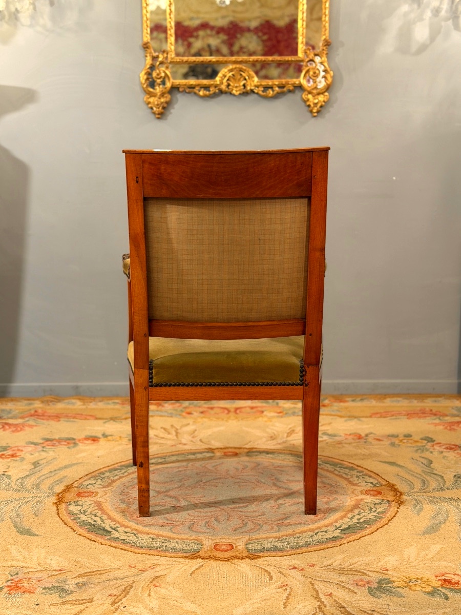Fauteuil en Bois Naturel d'Epoque Restauration , Vers 1820-photo-1