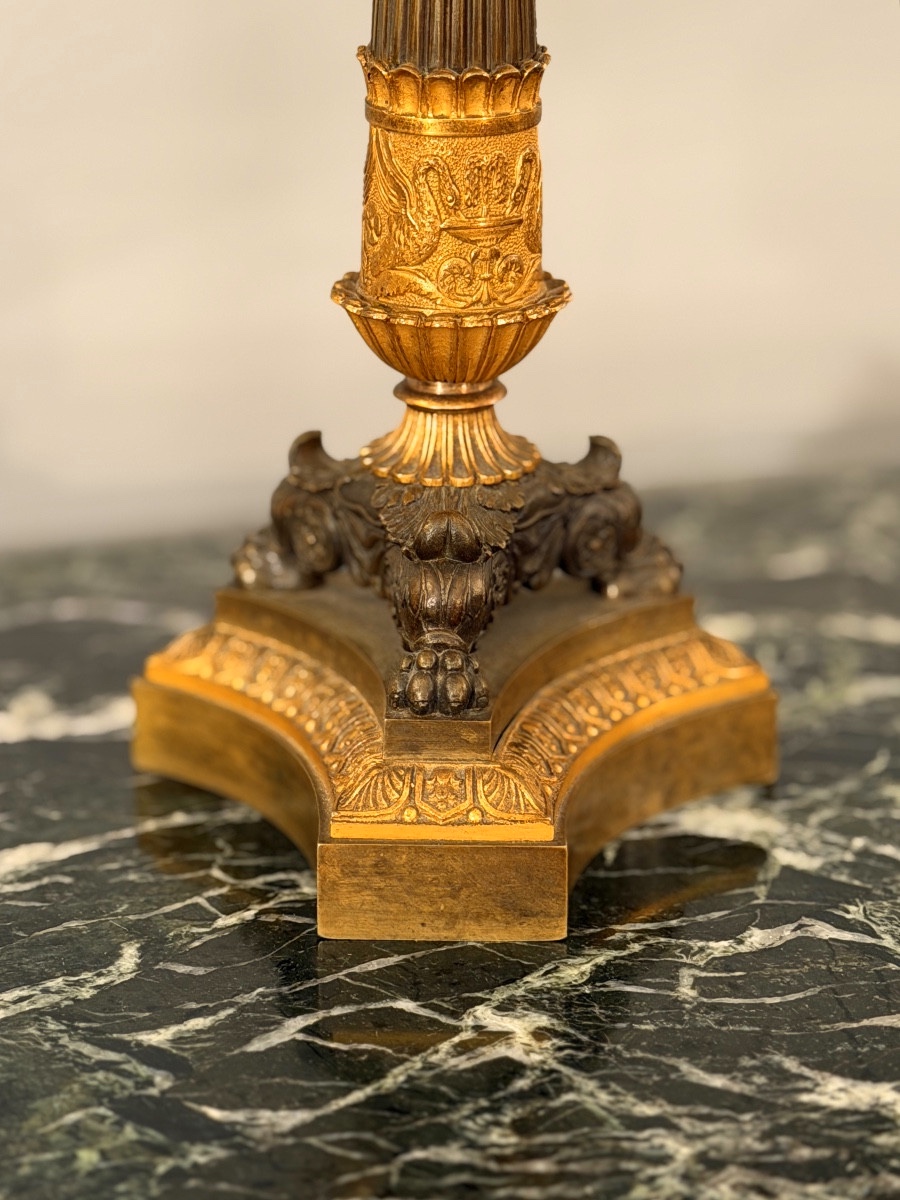 Paire de Candélabres en Bronze d'Epoque Restauration, Vers 1820-photo-4