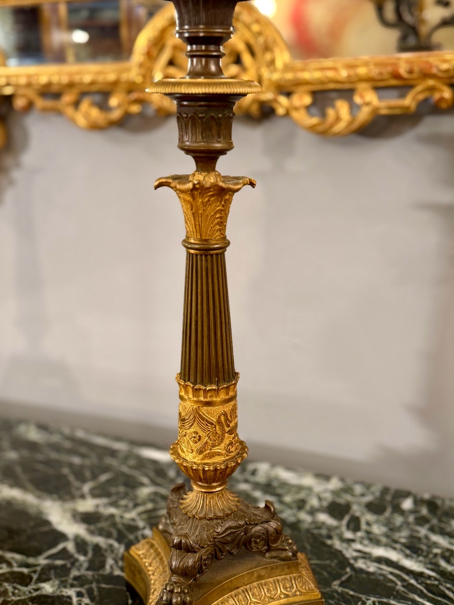 Paire de Candélabres en Bronze d'Epoque Restauration, Vers 1820-photo-4