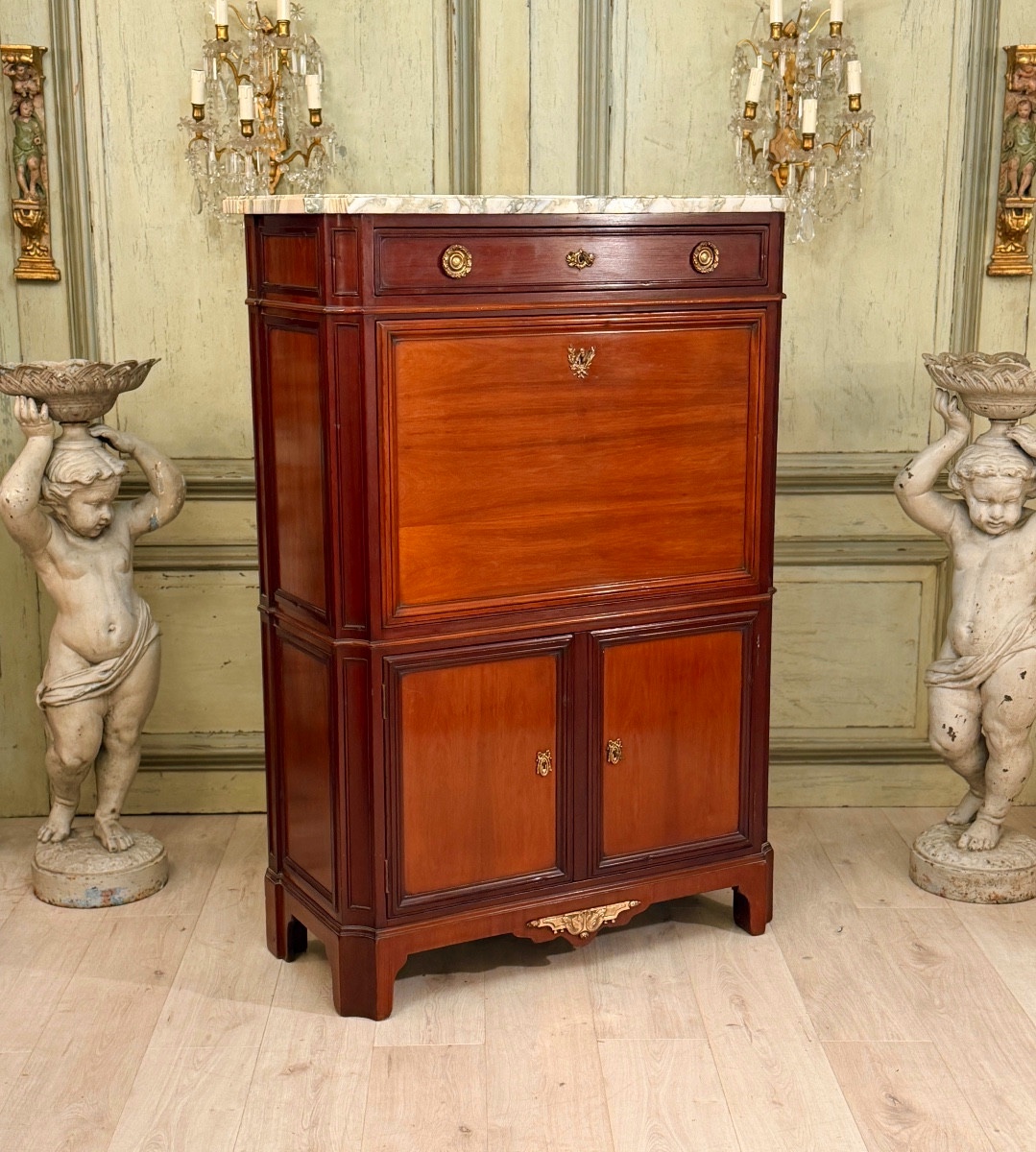 Mailfert, Secrétaire en Acajou Estampillé de Style Louis XVI, Vers 1900-photo-2