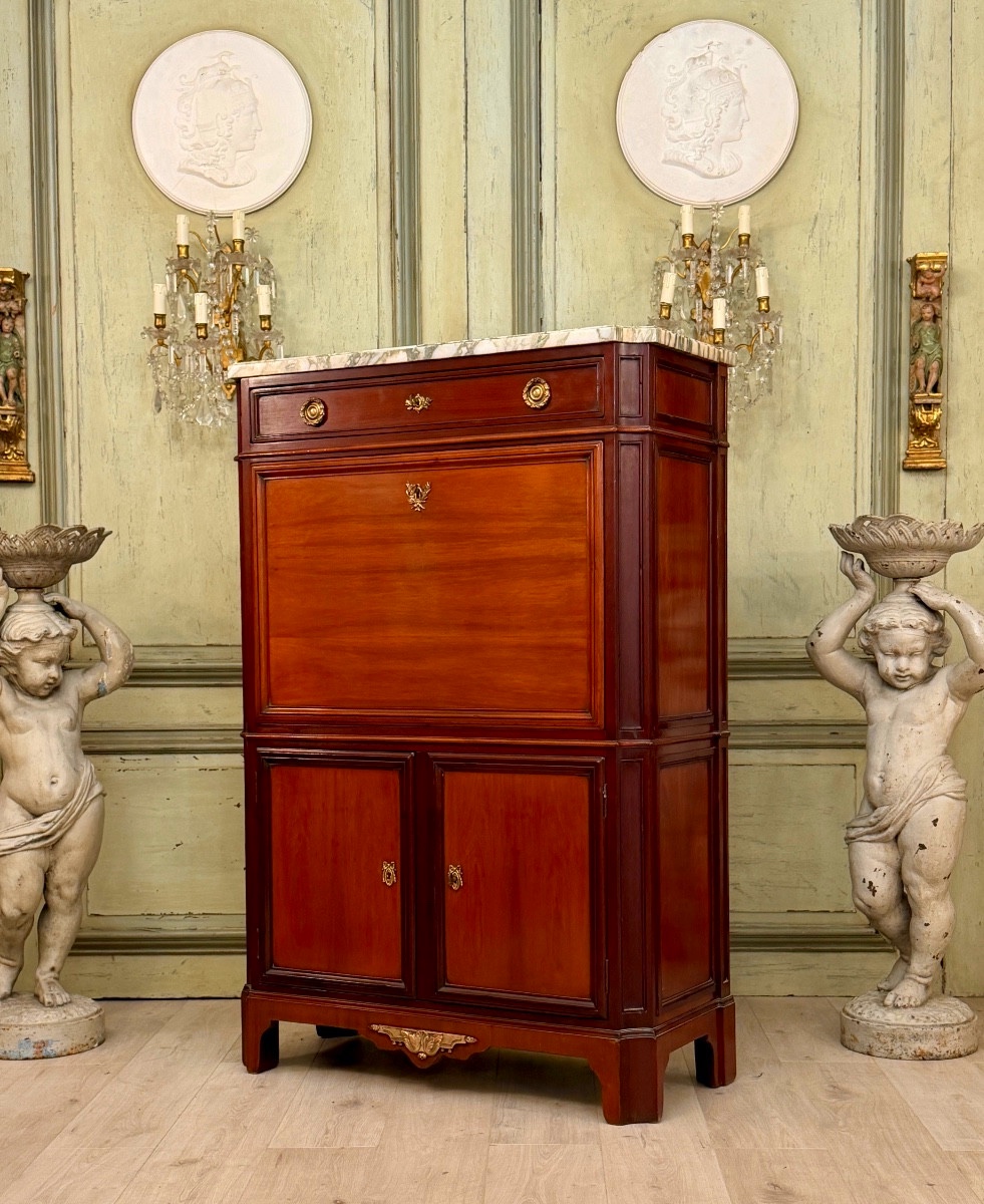Mailfert, Secrétaire en Acajou Estampillé de Style Louis XVI, Vers 1900-photo-3