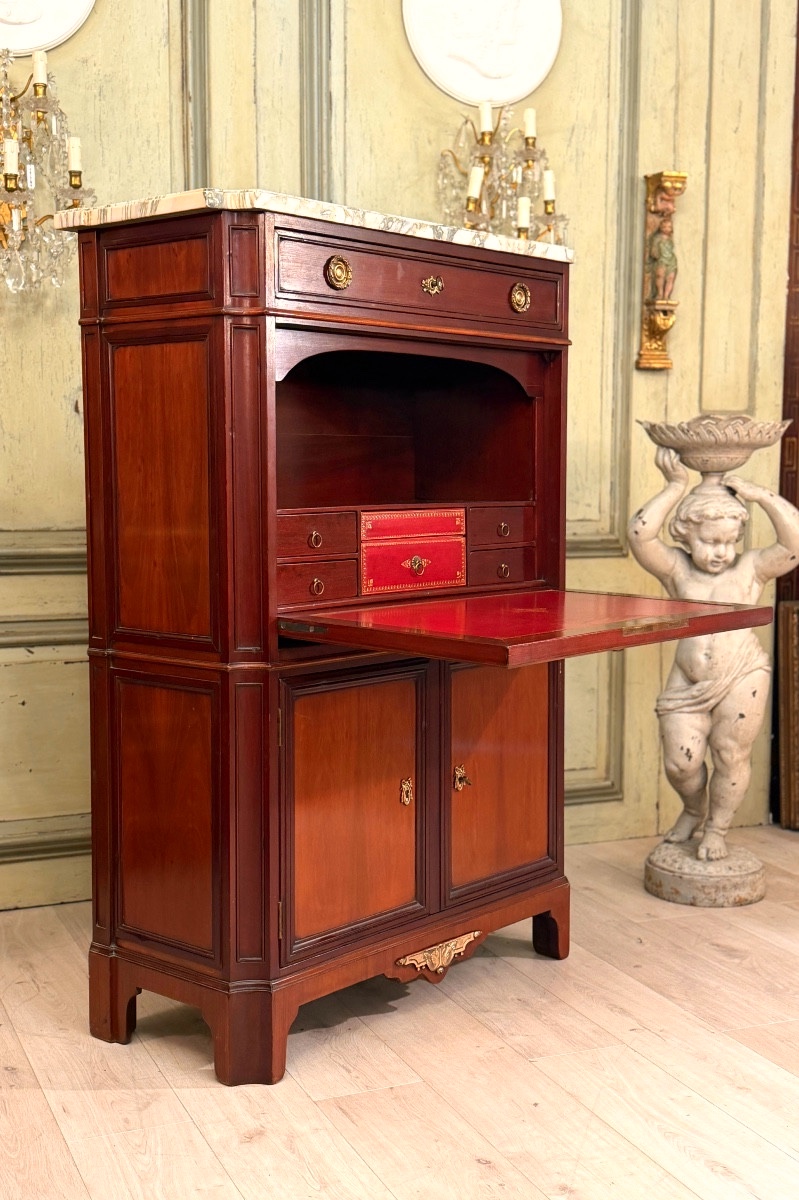 Mailfert, Secrétaire en Acajou Estampillé de Style Louis XVI, Vers 1900-photo-4