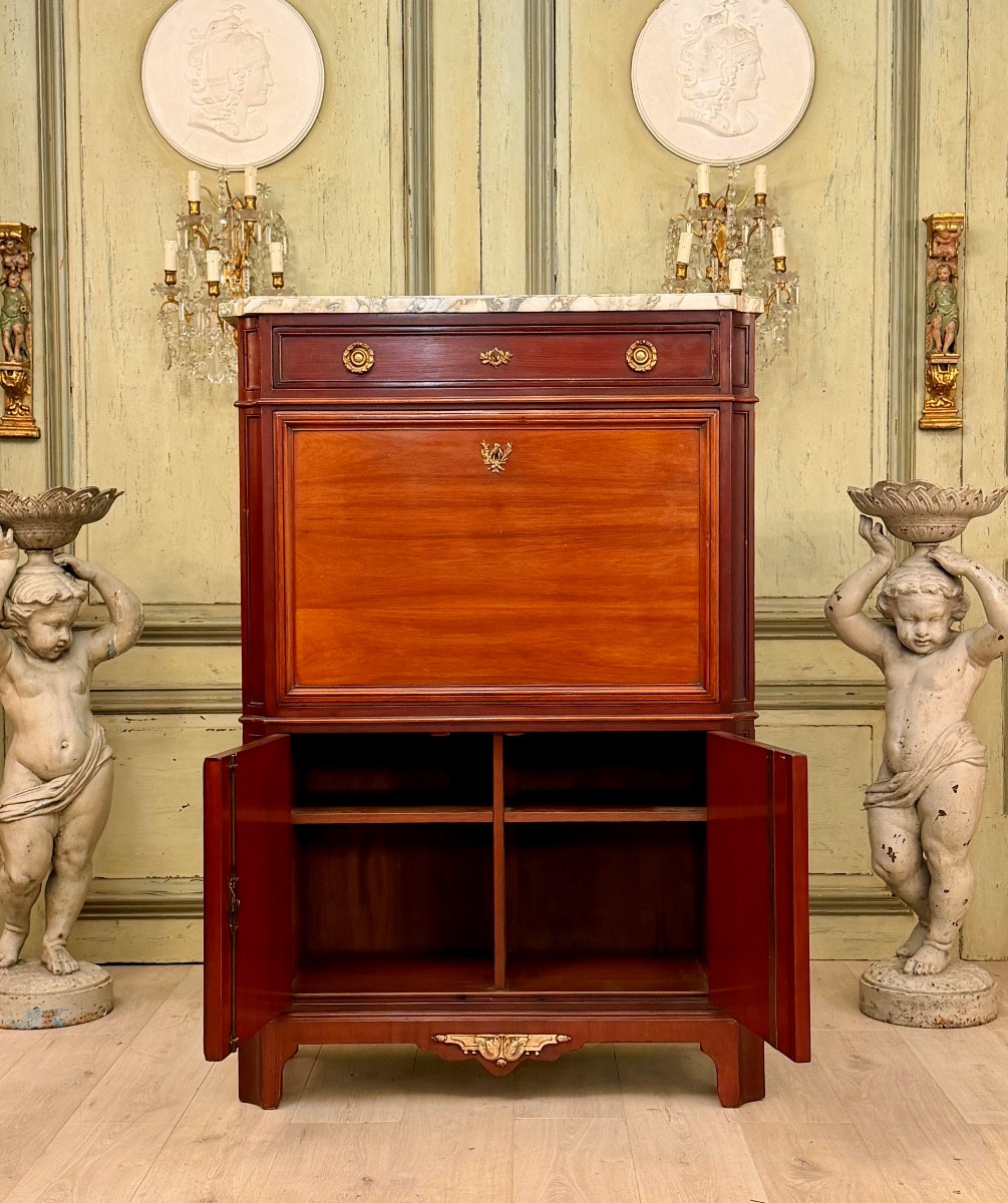 Mailfert, Secrétaire en Acajou Estampillé de Style Louis XVI, Vers 1900-photo-1