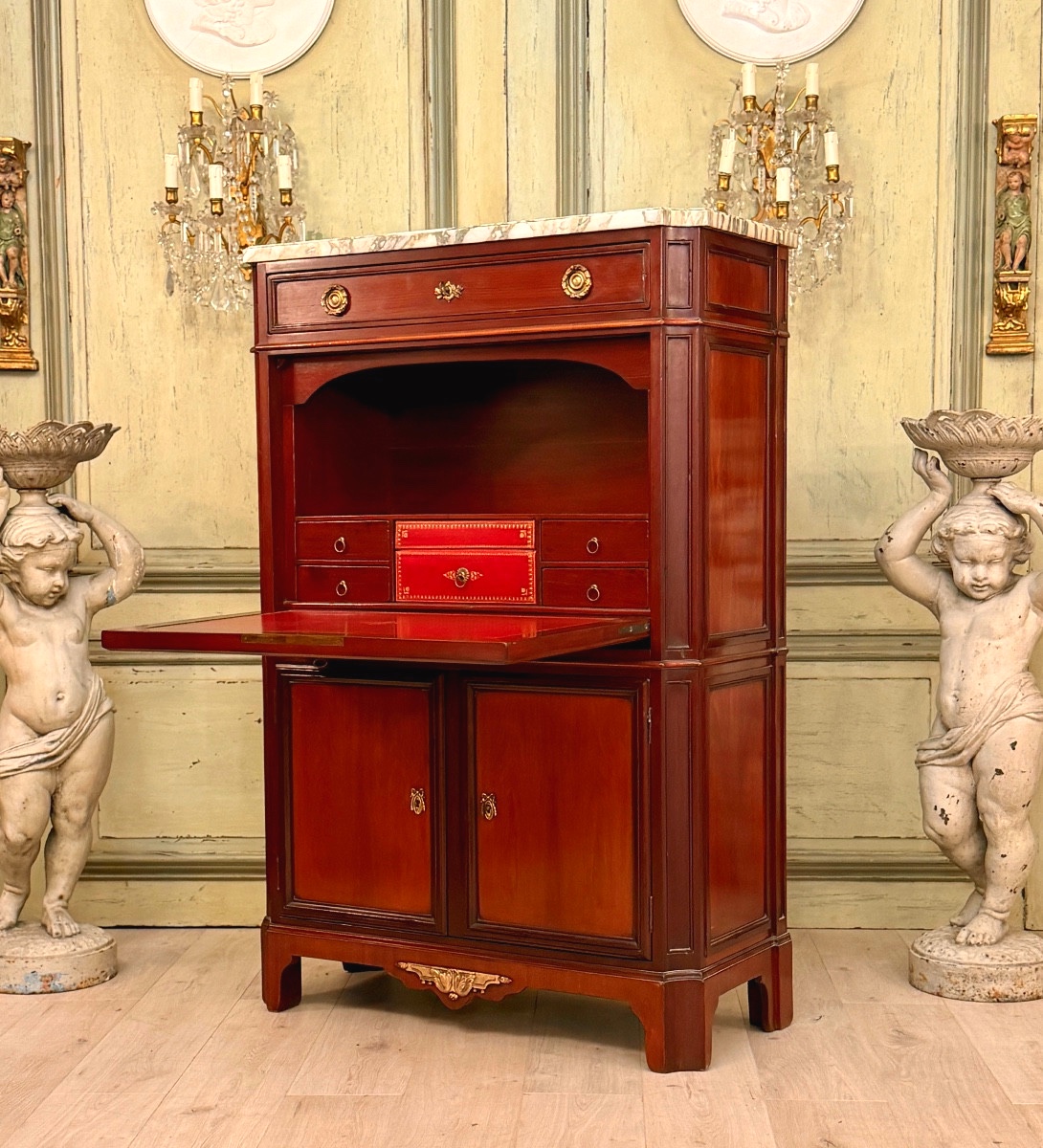 Mailfert, Secrétaire en Acajou Estampillé de Style Louis XVI, Vers 1900