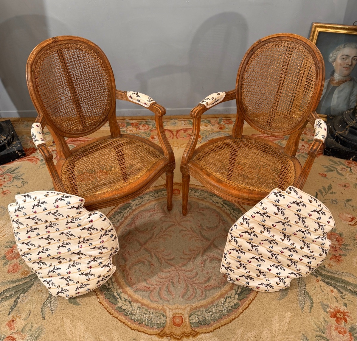 Paire de Fauteuils Cannés d'Epoque Louis xvi, Vers 1780-photo-2
