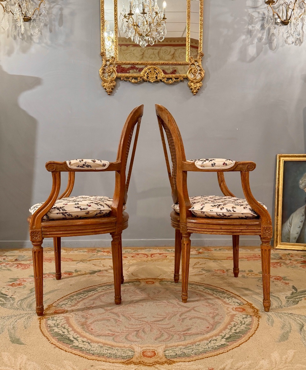 Paire de Fauteuils Cannés d'Epoque Louis xvi, Vers 1780-photo-5