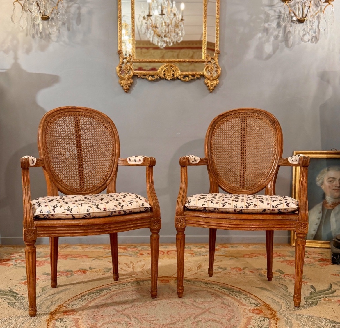 Paire de Fauteuils Cannés d'Epoque Louis xvi, Vers 1780