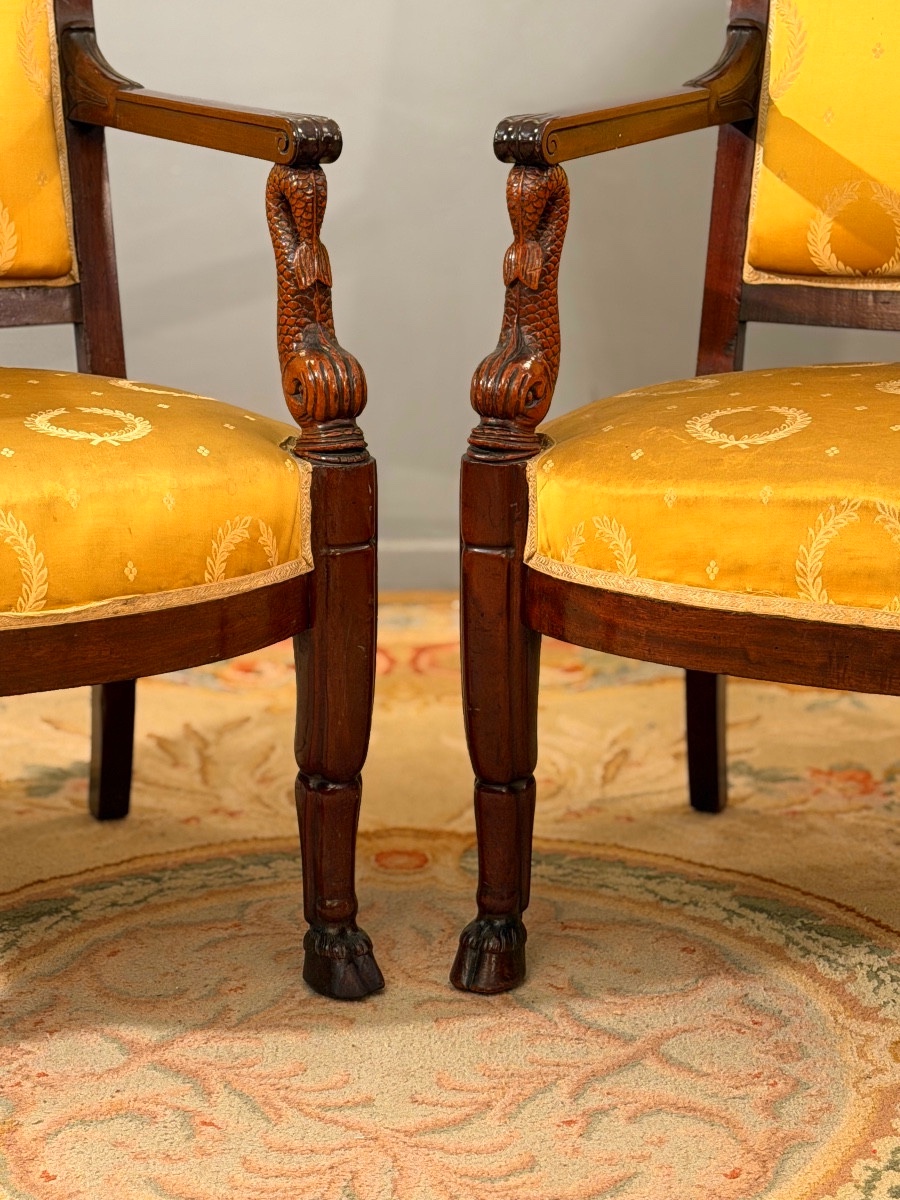 Jacob Desmalter, Paire de Fauteuils en Acajou Estampillés d'Epoque Empire, Vers 1810-photo-3