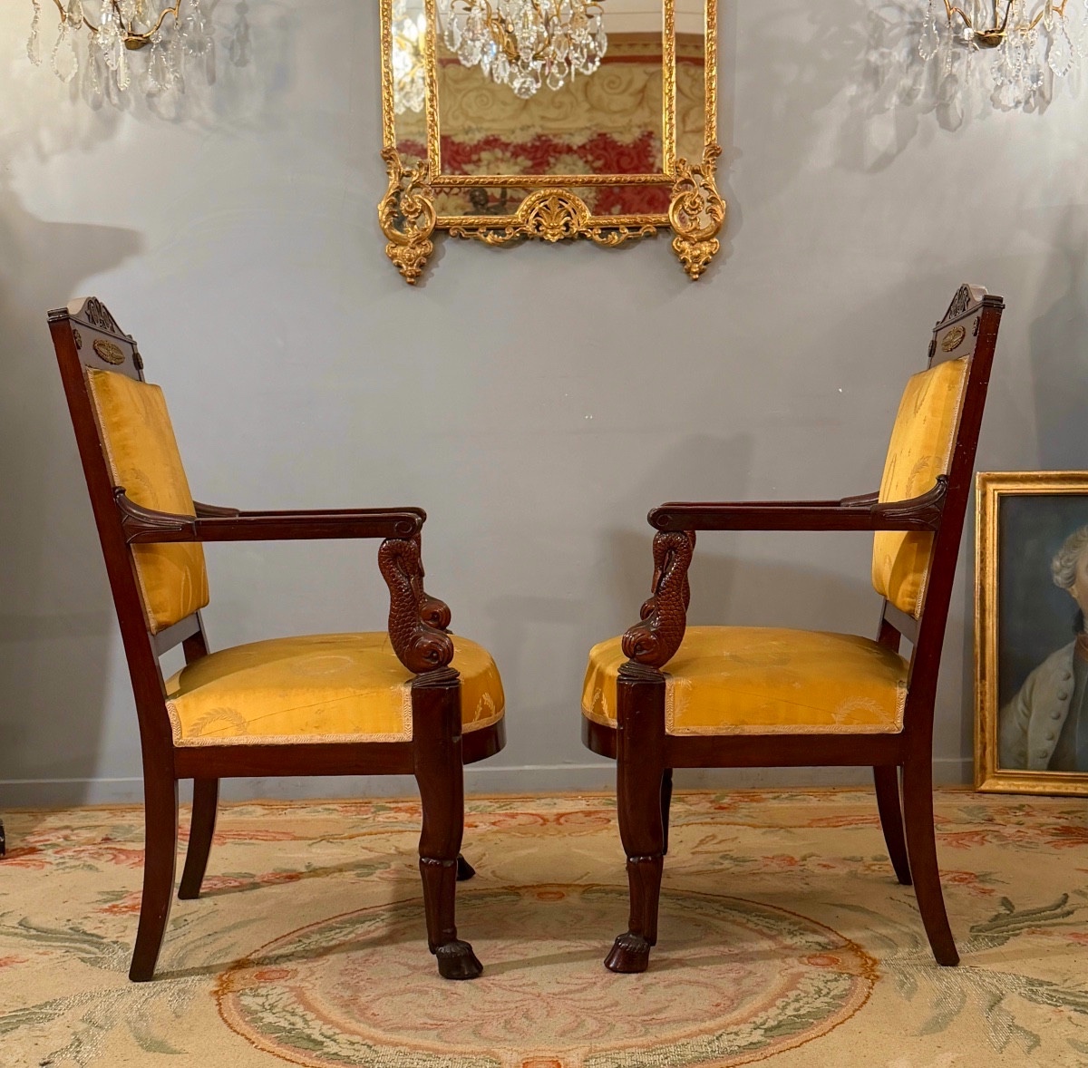 Jacob Desmalter, Paire de Fauteuils en Acajou Estampillés d'Epoque Empire, Vers 1810-photo-1