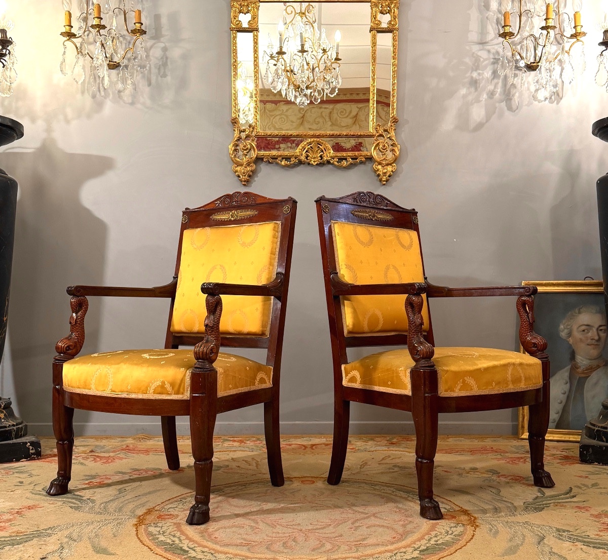 Jacob Desmalter, Paire de Fauteuils en Acajou Estampillés d'Epoque Empire, Vers 1810-photo-6
