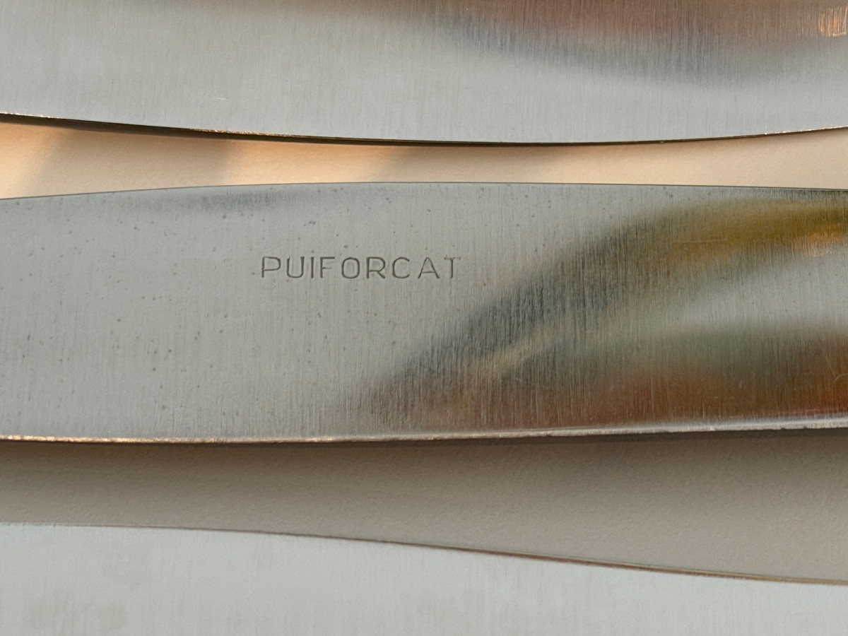 Puiforcat, 12 Table Knives Model Cardinal Minerva Silver-photo-1