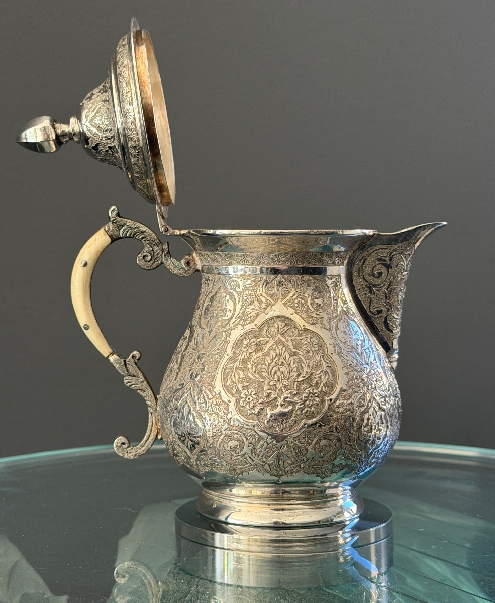Iran, Persian Silver Chased Coffee Pot, Late 19th Century-photo-2