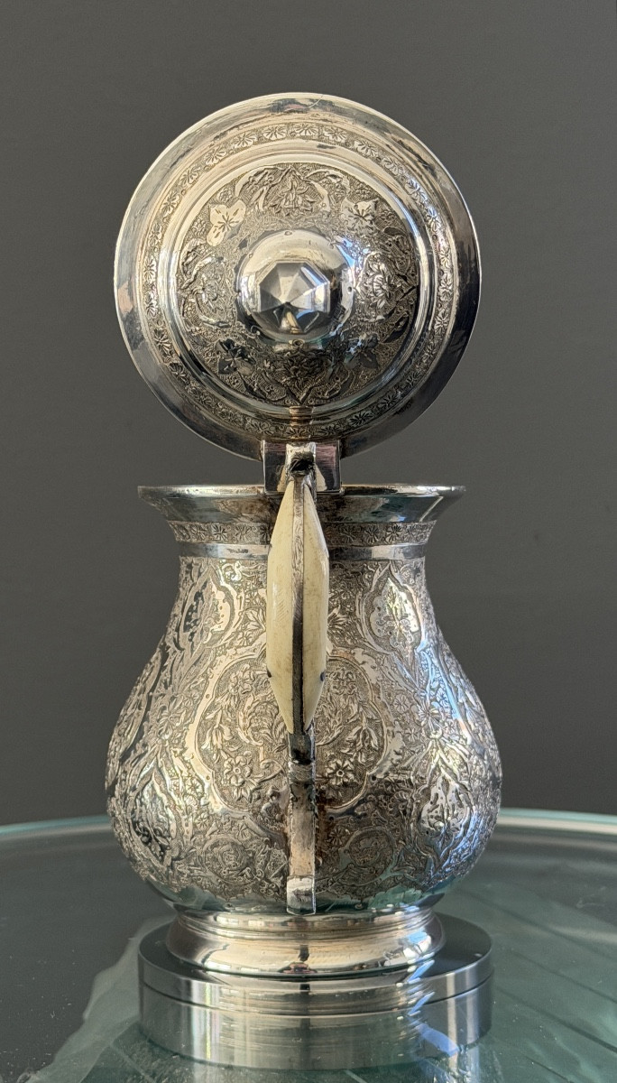 Iran, Persian Silver Chased Coffee Pot, Late 19th Century-photo-2