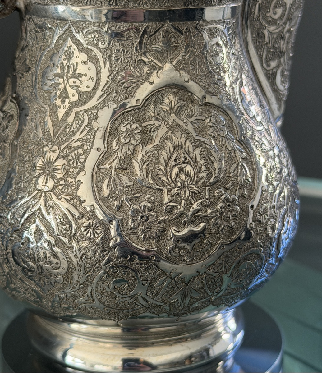 Iran, Persian Silver Chased Coffee Pot, Late 19th Century-photo-3
