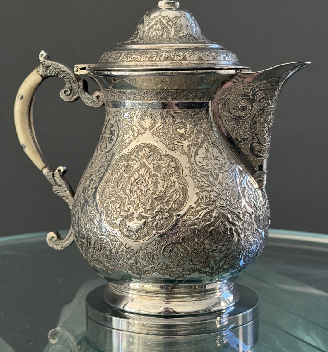 Iran, Persian Silver Chased Coffee Pot, Late 19th Century-photo-5