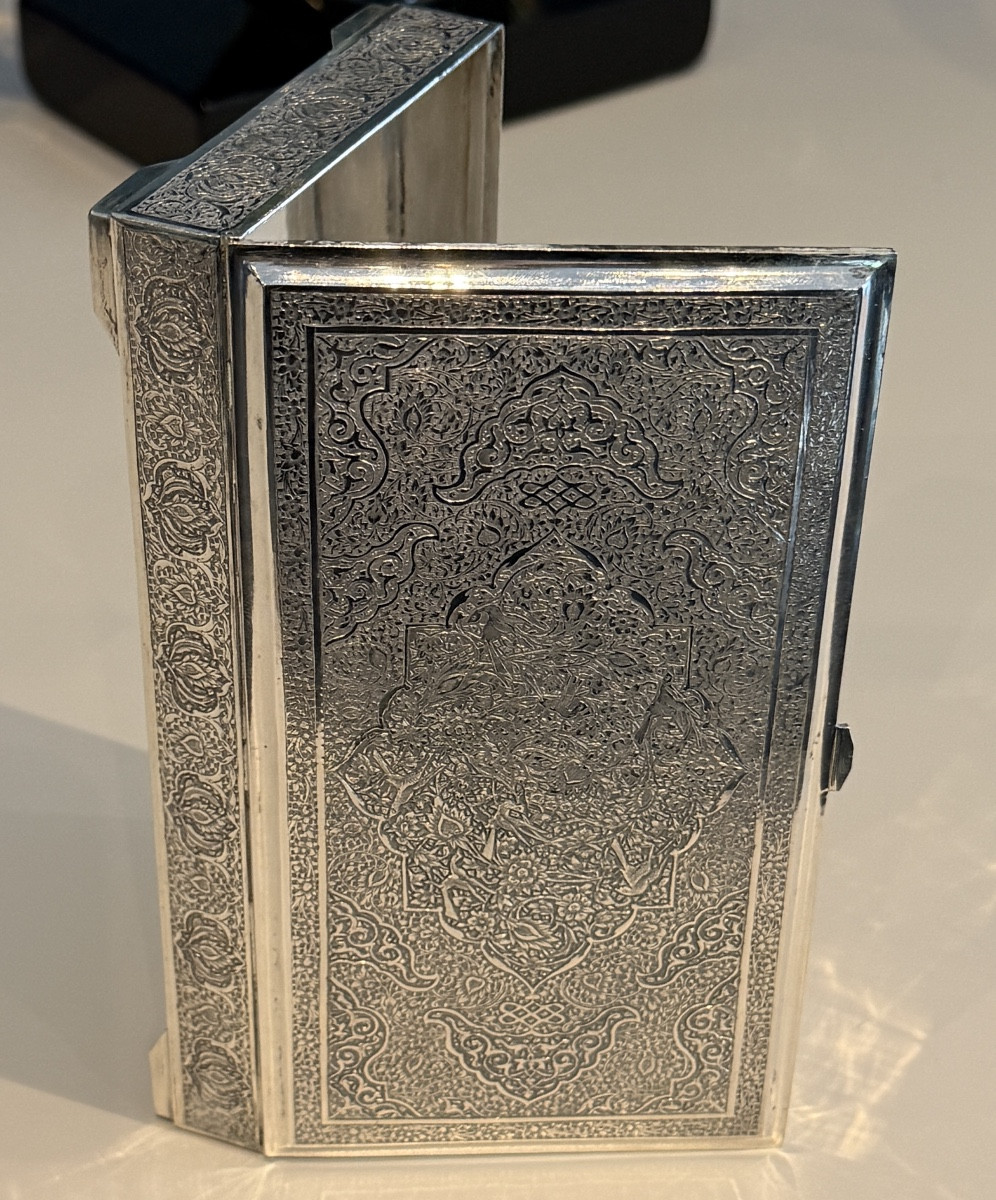Iran,  Coffret Boîte Argent Massif Ciselé, Epoque Fin XIXème-photo-7