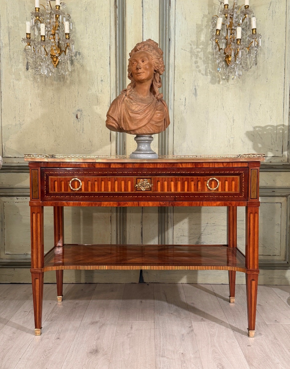 Marquetry Console Table, Louis XVI Period, Circa 1780-photo-2