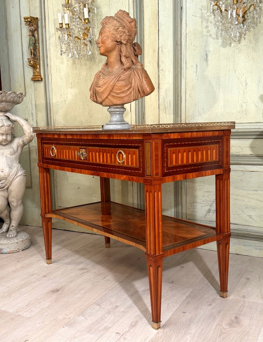 Marquetry Console Table, Louis XVI Period, Circa 1780-photo-3