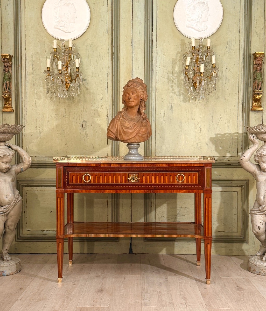 Marquetry Console Table, Louis XVI Period, Circa 1780-photo-4