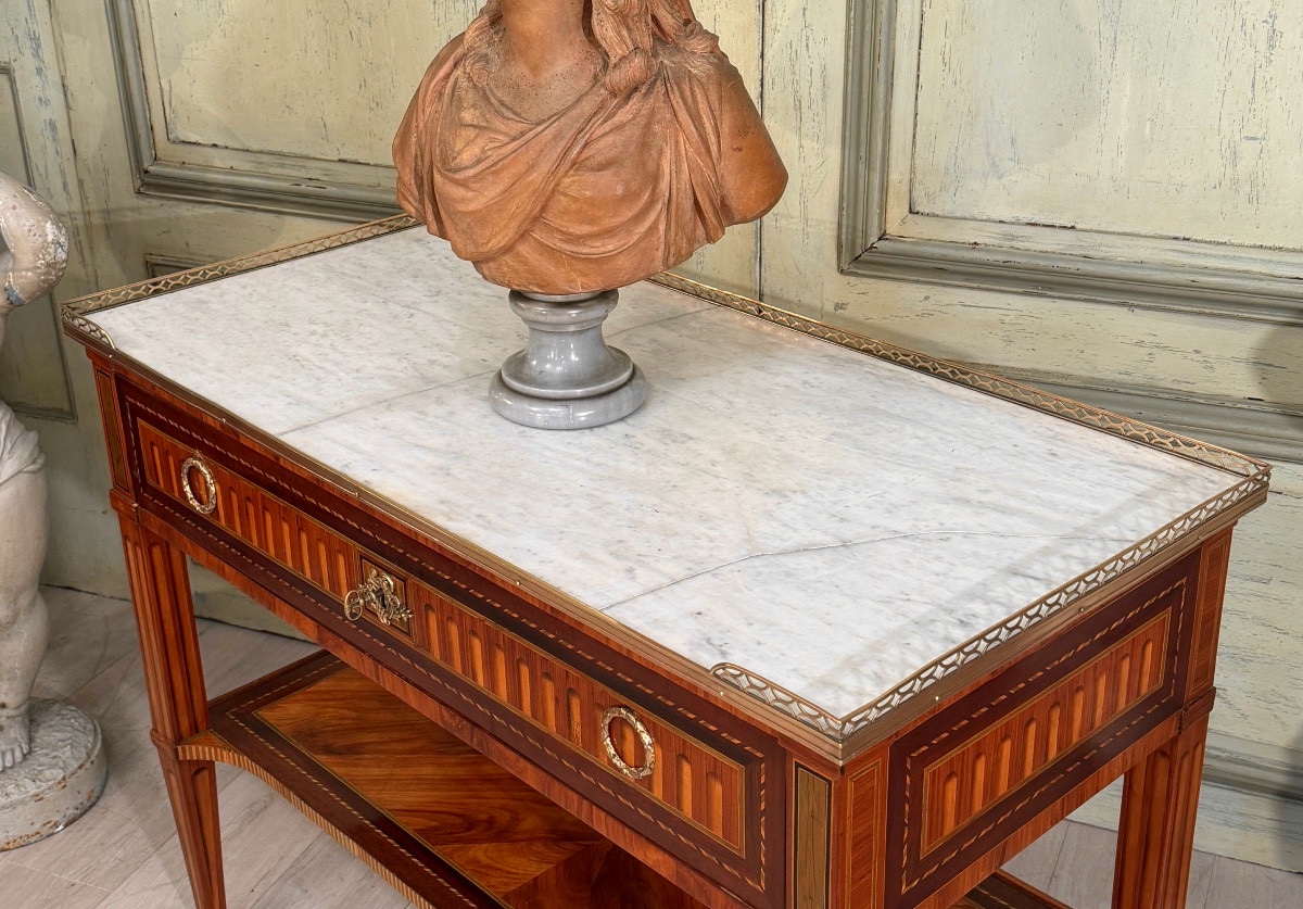 Marquetry Console Table, Louis XVI Period, Circa 1780-photo-6