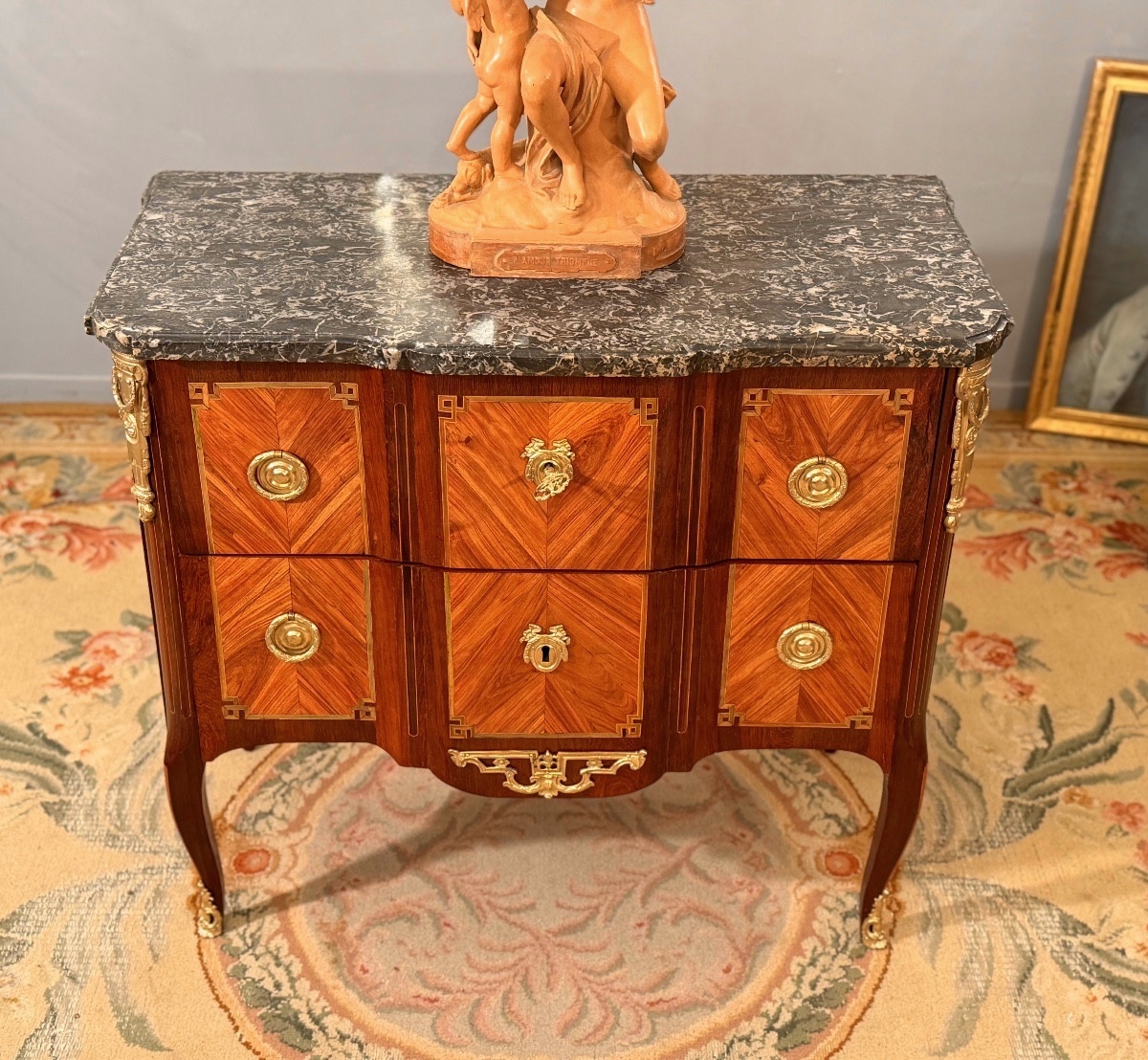 Transition Louis XV Louis XVI Marquetry Chest Of Drawers Circa 1760-photo-4