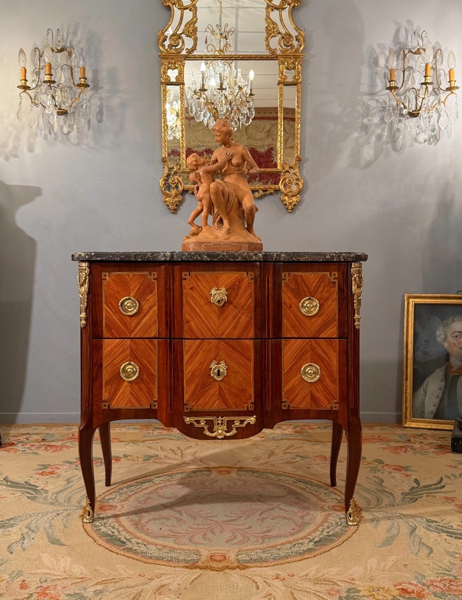 Transition Louis XV Louis XVI Marquetry Chest Of Drawers Circa 1760-photo-6