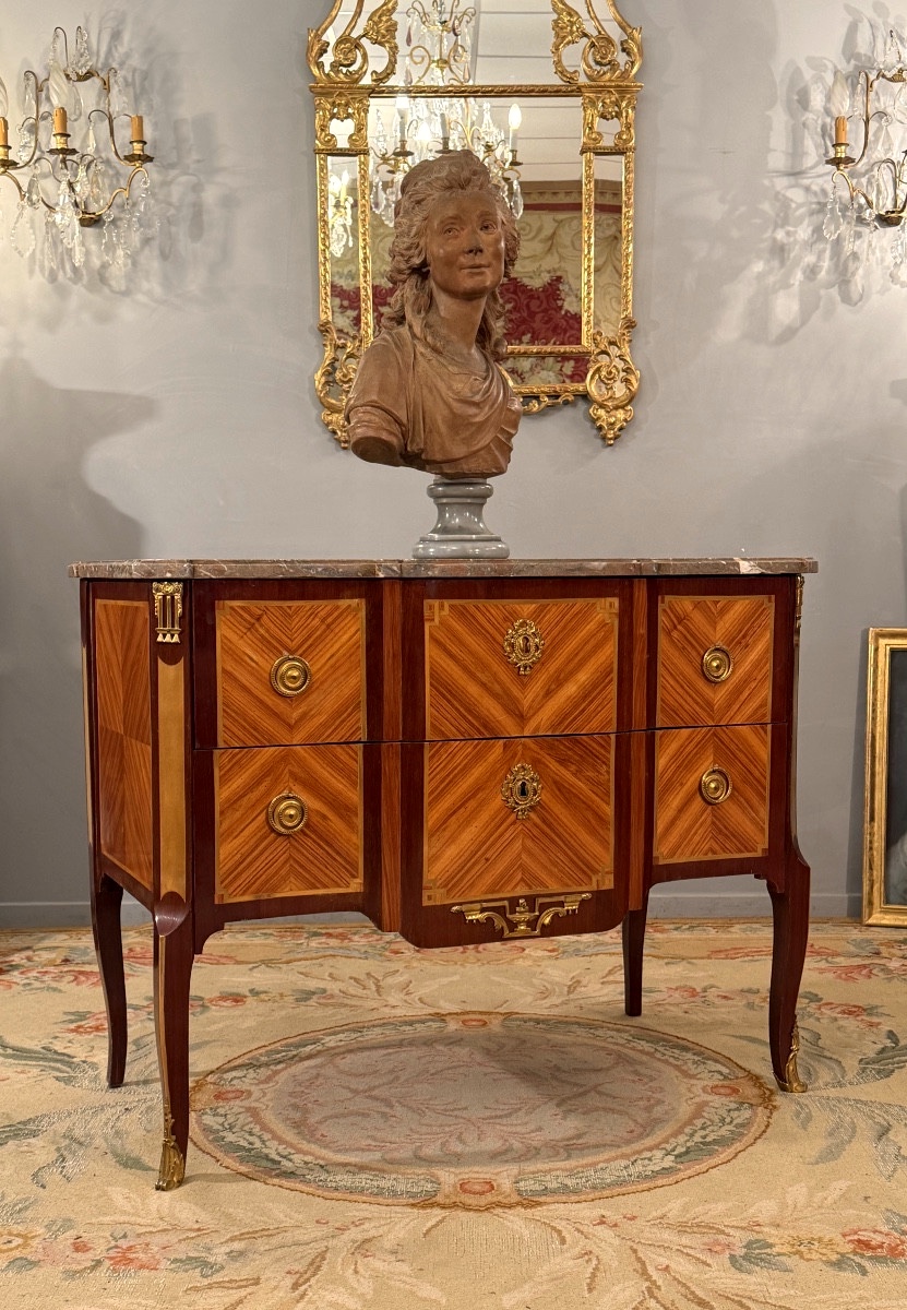 Transition Louis XV Louis XVI Marquetry Chest Of Drawers Circa 1760-photo-2