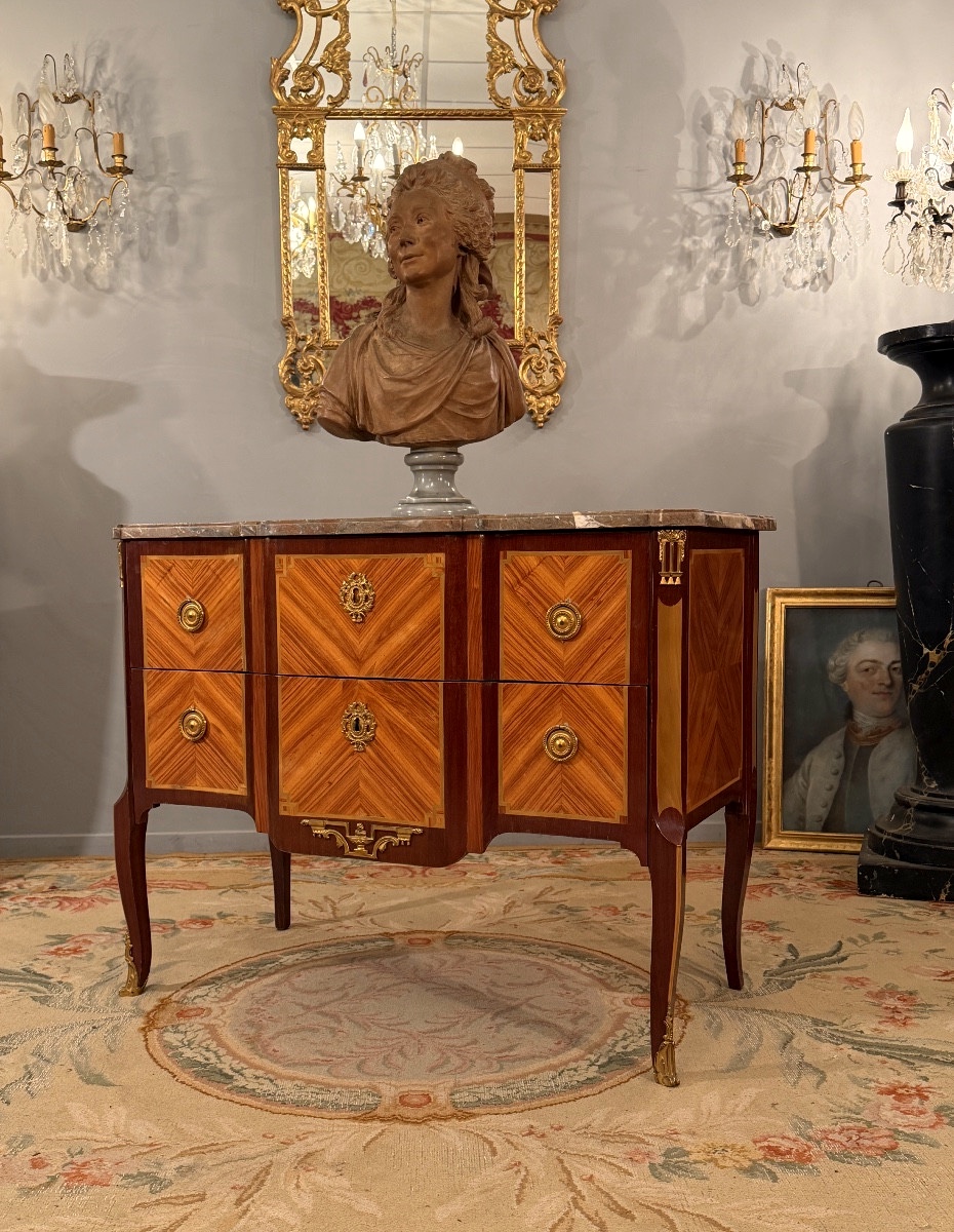 Transition Louis XV Louis XVI Marquetry Chest Of Drawers Circa 1760-photo-4
