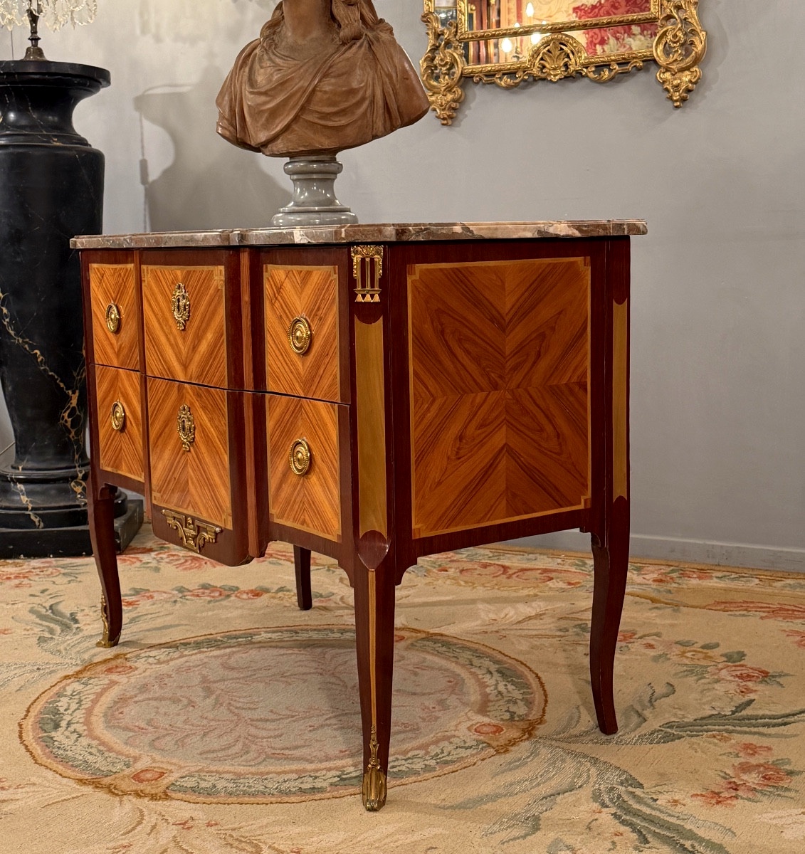 Transition Louis XV Louis XVI Marquetry Chest Of Drawers Circa 1760-photo-2