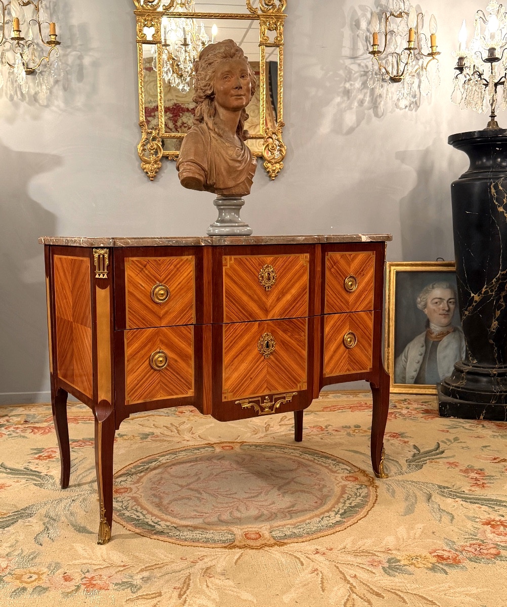Transition Louis XV Louis XVI Marquetry Chest Of Drawers Circa 1760-photo-4
