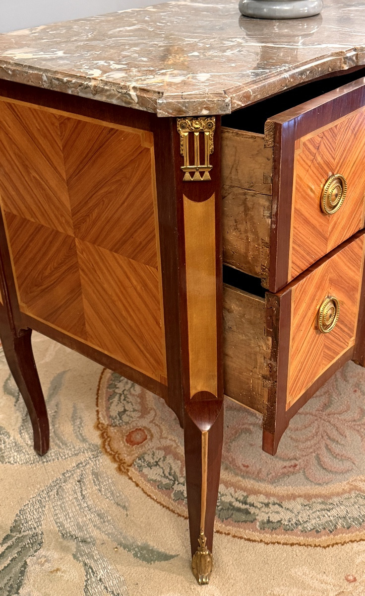 Transition Louis XV Louis XVI Marquetry Chest Of Drawers Circa 1760-photo-5