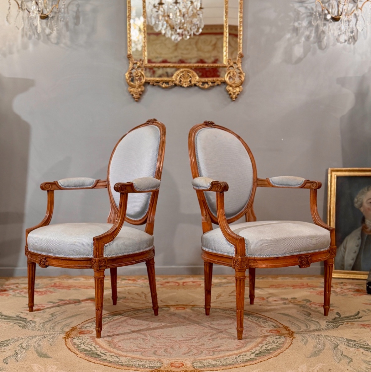 Pair Of Louis XVI Cabriolet Armchairs, Circa 1780-photo-2