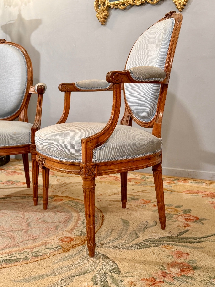 Pair Of Louis XVI Cabriolet Armchairs, Circa 1780-photo-4
