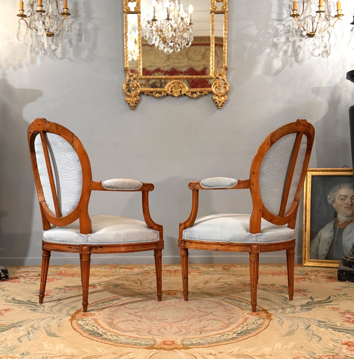 Pair Of Louis XVI Cabriolet Armchairs, Circa 1780-photo-5