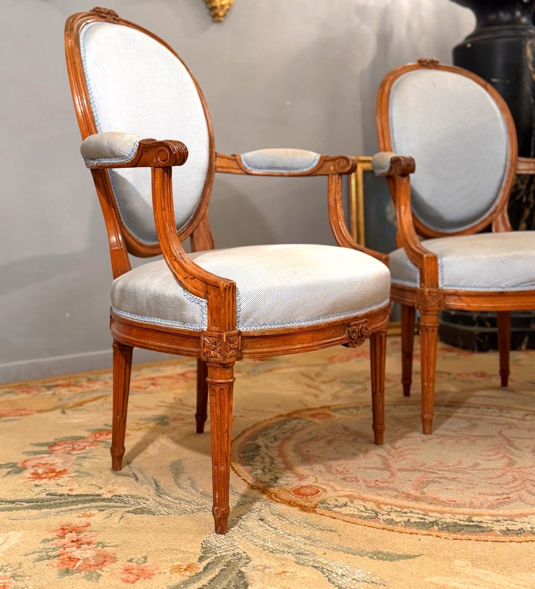 Pair Of Louis XVI Cabriolet Armchairs, Circa 1780-photo-6