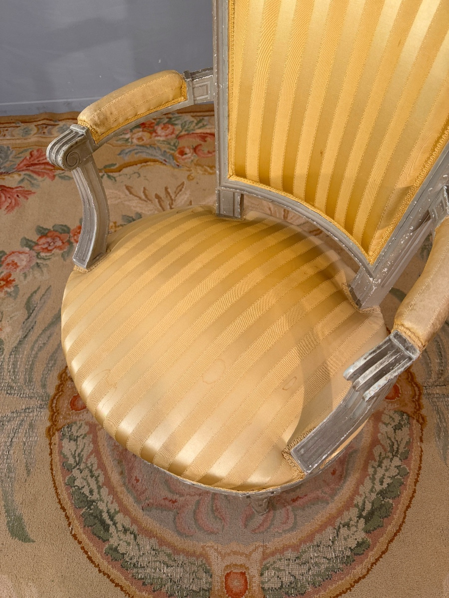 Fauteuil Cabriolet en Bois Laqué d'Epoque Louis XVI, Vers 1780-photo-5