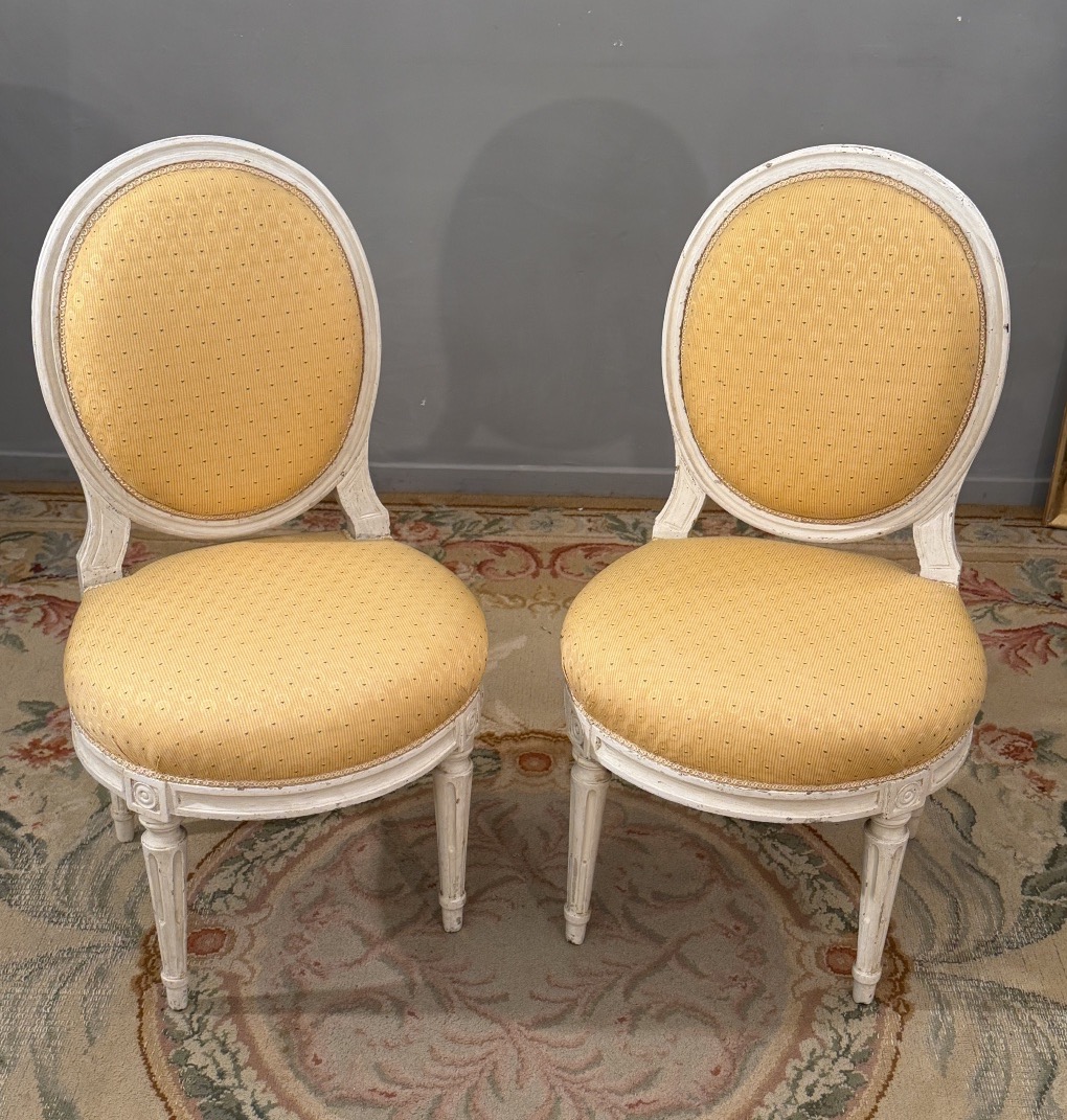 Pair Of Louis XVI Period Lacquered Wood Chairs, Circa 1780-photo-3