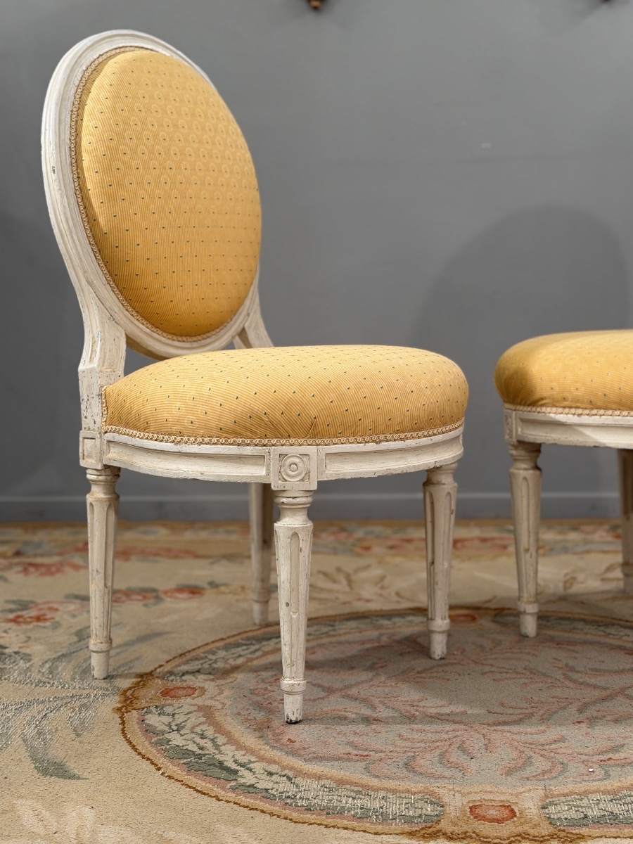 Pair Of Louis XVI Period Lacquered Wood Chairs, Circa 1780-photo-3