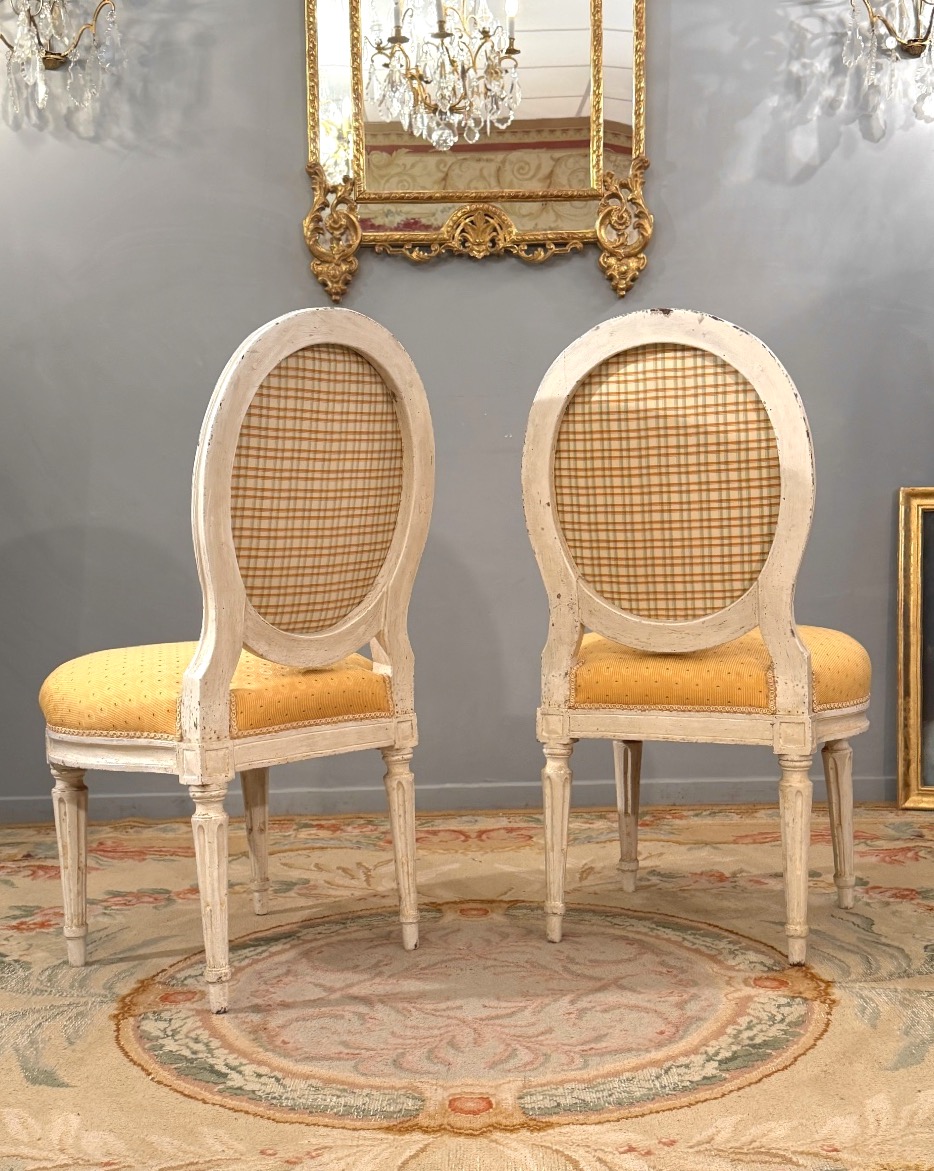 Pair Of Louis XVI Period Lacquered Wood Chairs, Circa 1780-photo-5