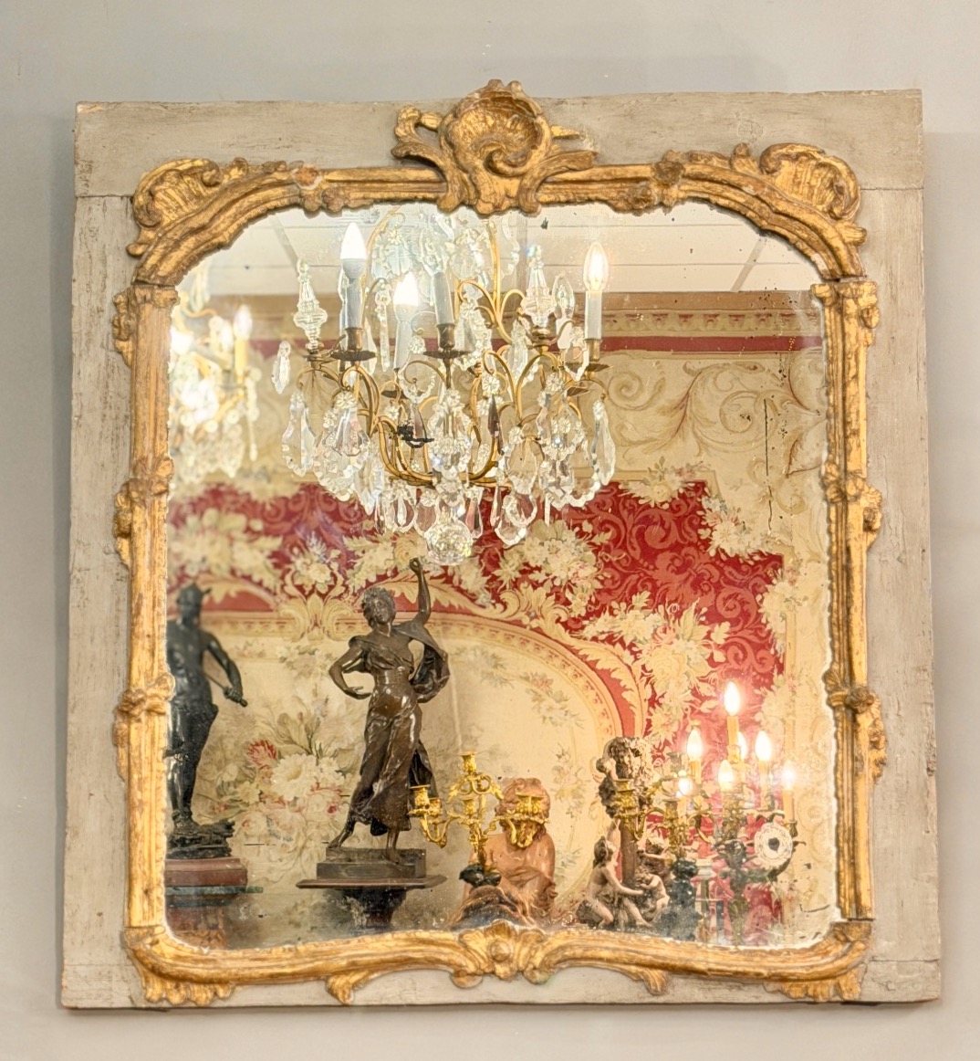 Miroir de Boiserie en Bois Laqué d'Epoque Régence, Vers 1720-photo-1