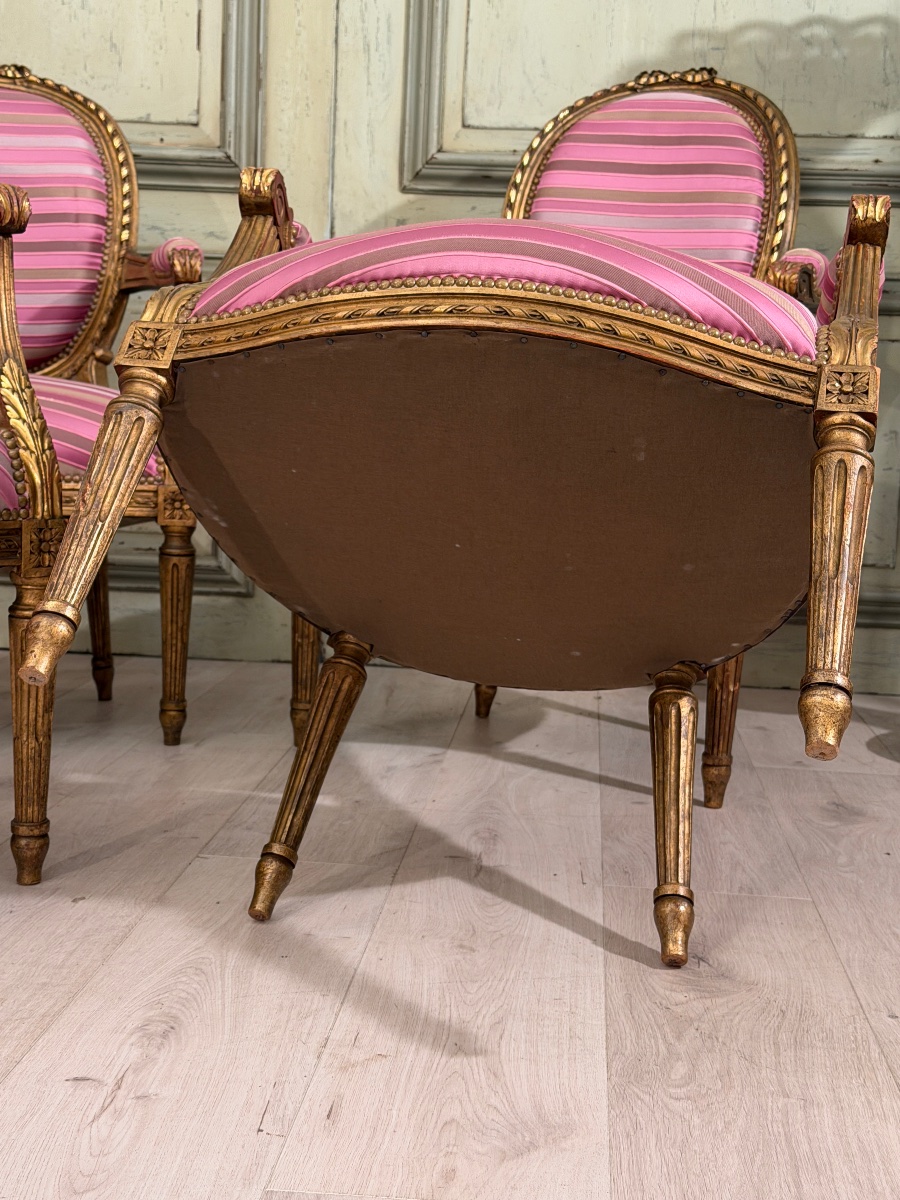 Suite de 4 Fauteuils de Style Louis XVI, Vers 1900-photo-4