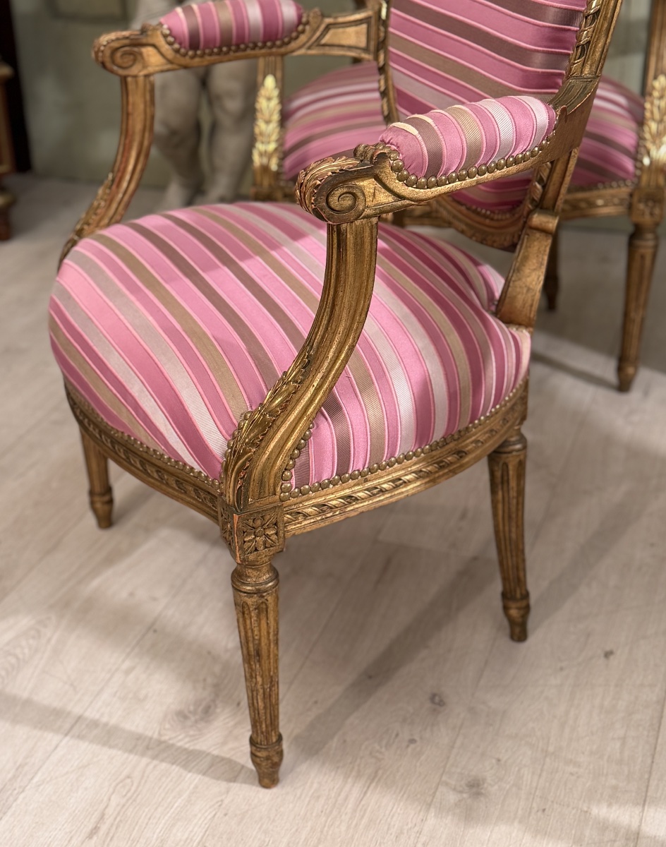 Suite de 4 Fauteuils de Style Louis XVI, Vers 1900-photo-3