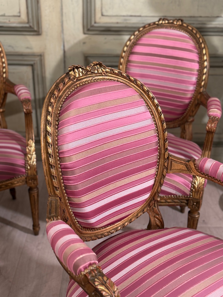 Suite de 4 Fauteuils de Style Louis XVI, Vers 1900-photo-5