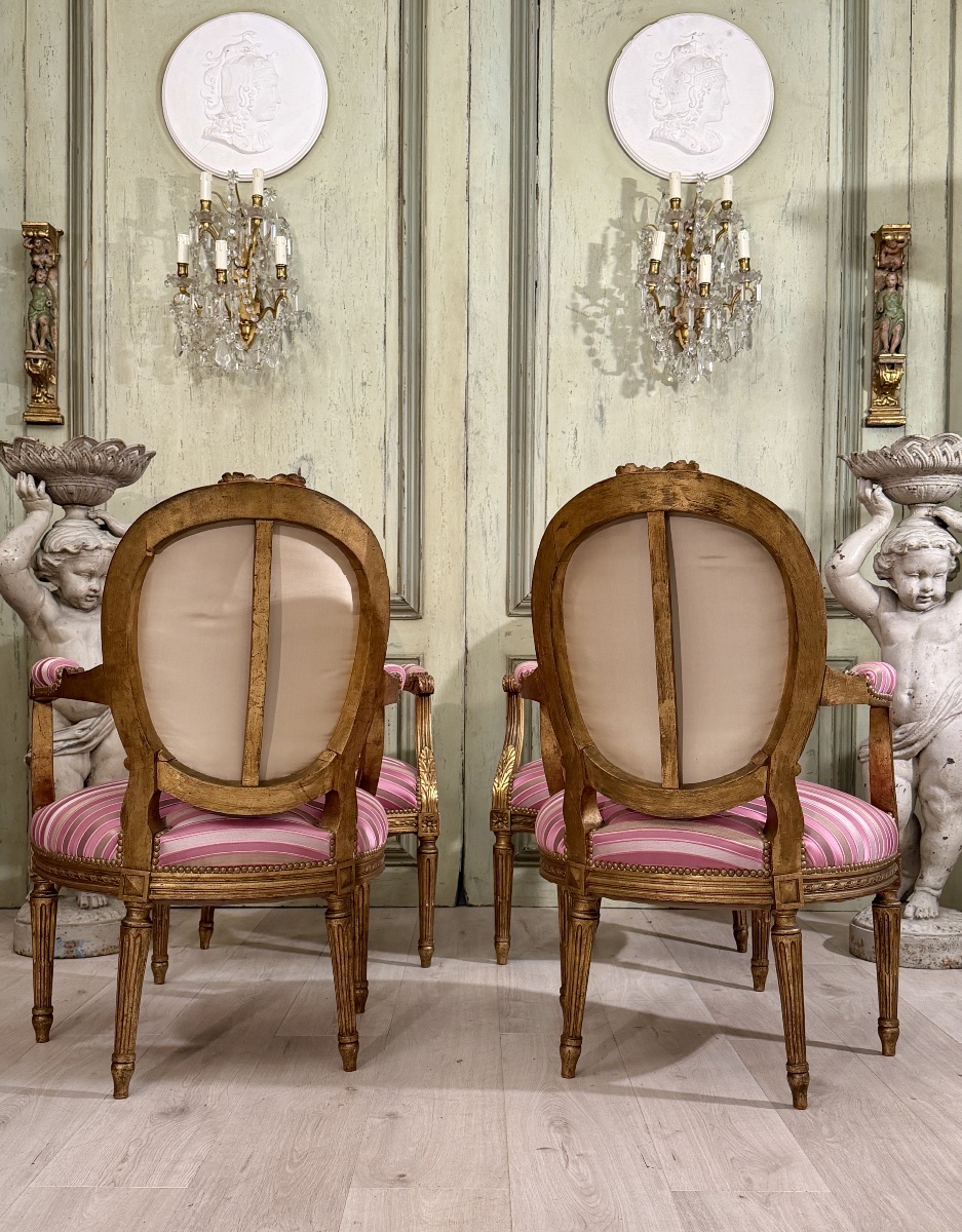 Suite de 4 Fauteuils de Style Louis XVI, Vers 1900-photo-7