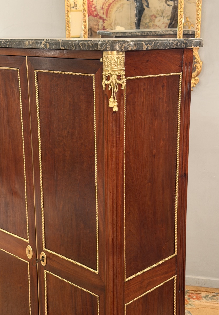 Adrien Delorme, Mahogany Armoirette Stamped Louis XVI Period, Circa 1780-photo-4