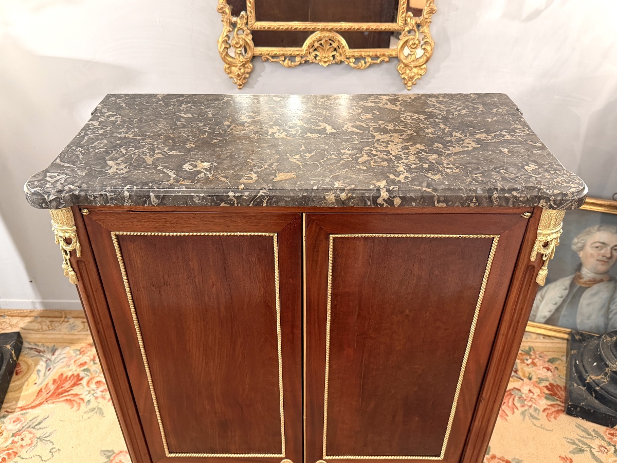 Adrien Delorme, Mahogany Armoirette Stamped Louis XVI Period, Circa 1780-photo-4