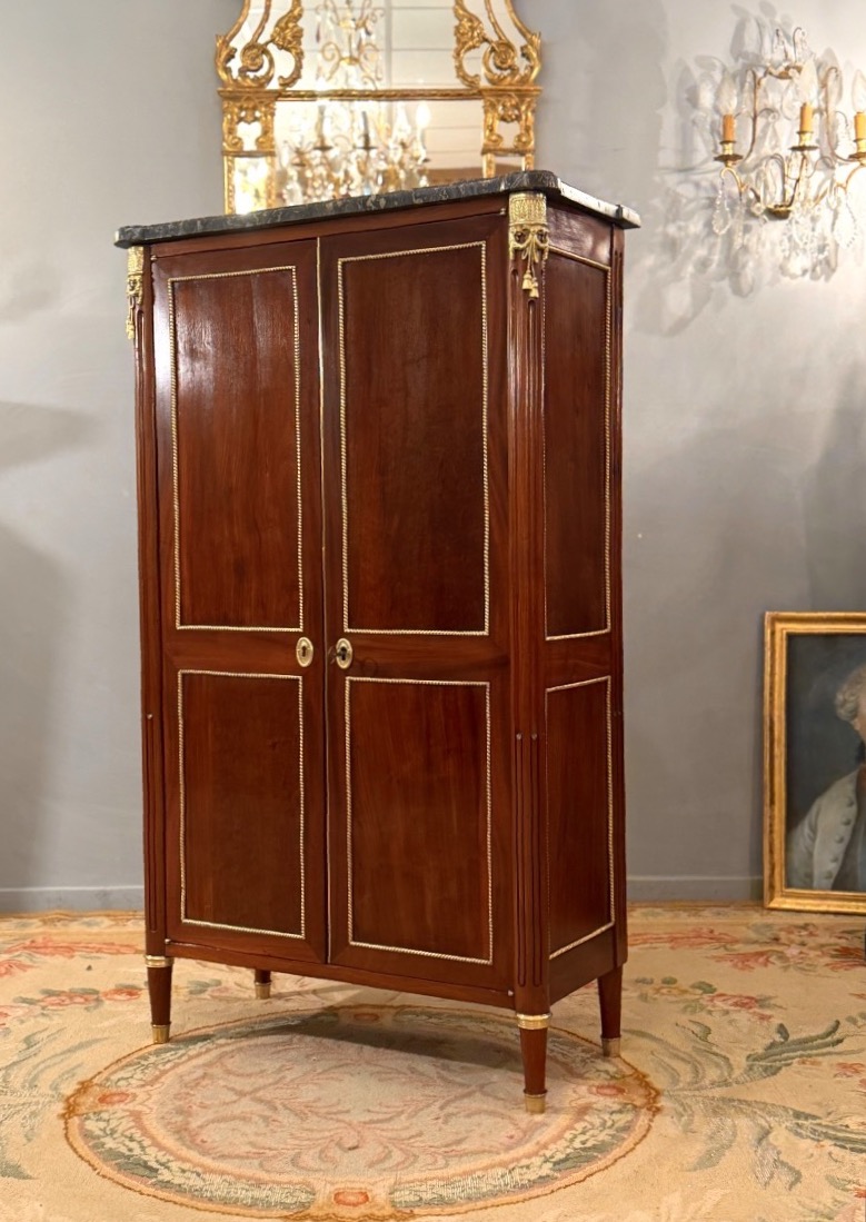 Adrien Delorme, Mahogany Armoirette Stamped Louis XVI Period, Circa 1780