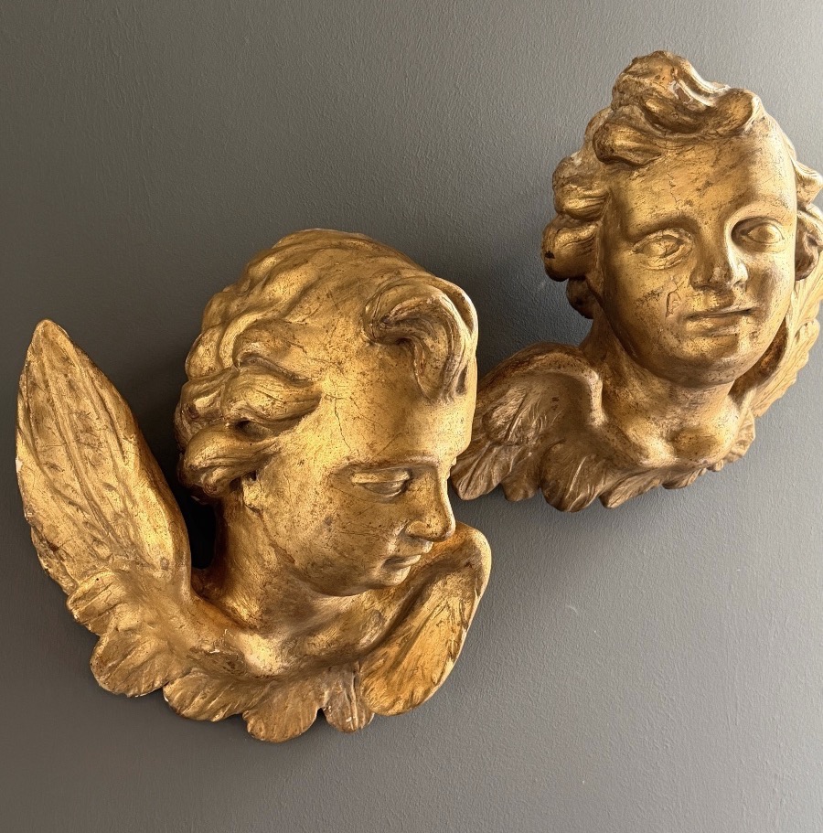 Pair Of Carved And Gilded Wood Putti, Late 18th Century-photo-3