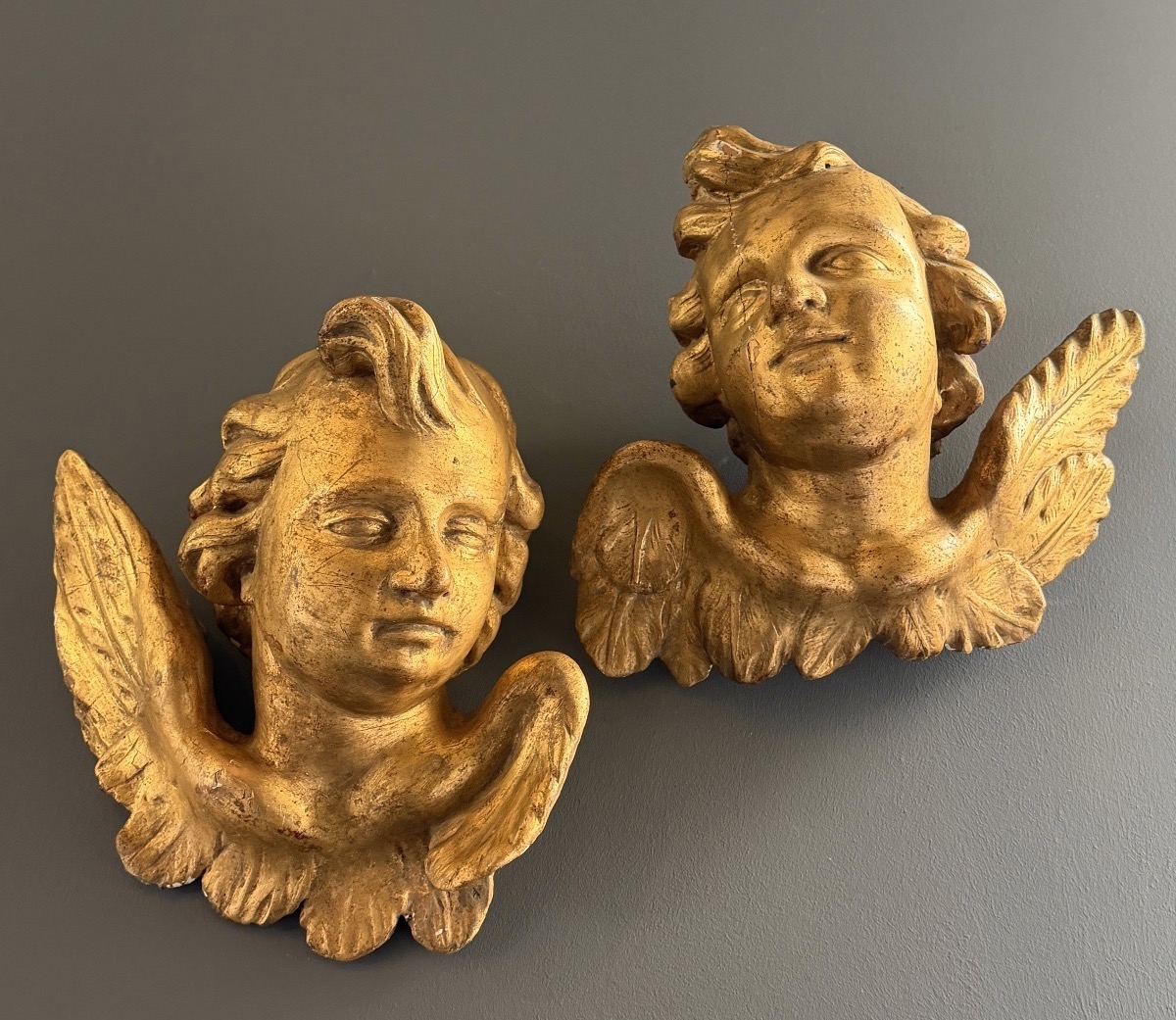 Pair Of Carved And Gilded Wood Putti, Late 18th Century